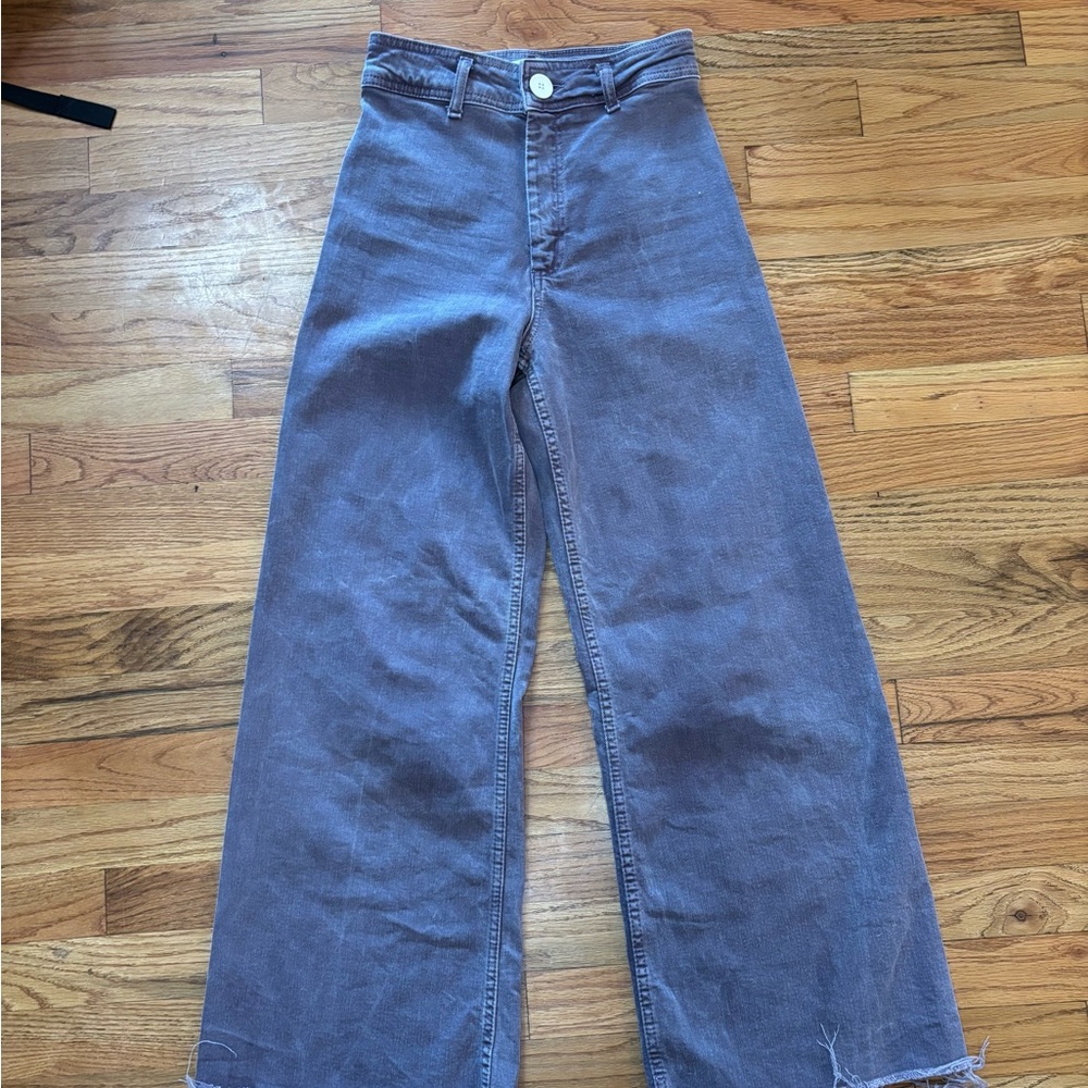 Zara High Rise Wide Leg Jeans in Purple Color
